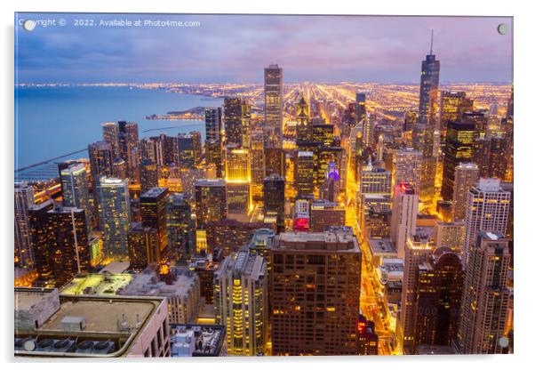 Chicago  Skyline at Dusk Acrylic by Richard O'Donoghue
