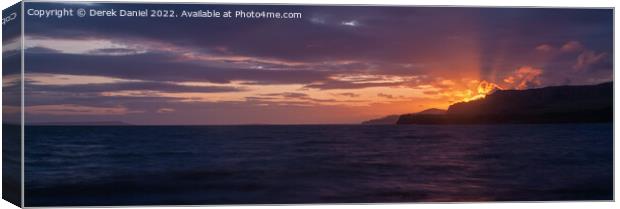 Kimmeridge Sunset (panoramic) Canvas Print by Derek Daniel