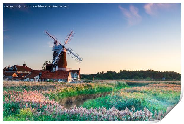 Cley Windmill in North Norfolk, UK at sunset Print by Richard O'Donoghue