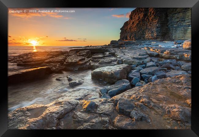 Sunset at Ogmore by sea in South Wales UK Framed Print by Richard O'Donoghue