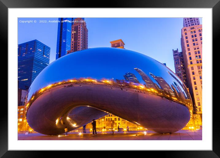 The Bean in Chicago, Illinois during blue hour on  Framed Mounted Print by Richard O'Donoghue