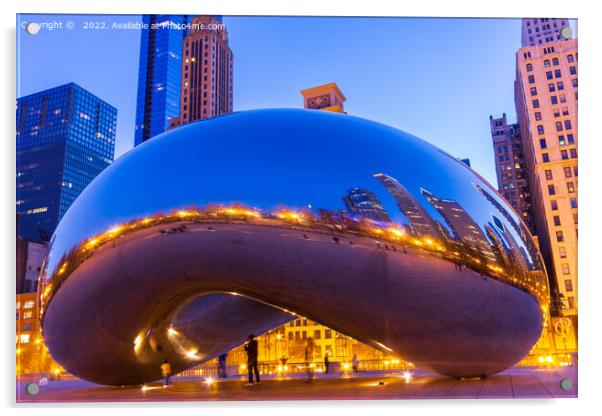 The Bean in Chicago, Illinois during blue hour on  Acrylic by Richard O'Donoghue
