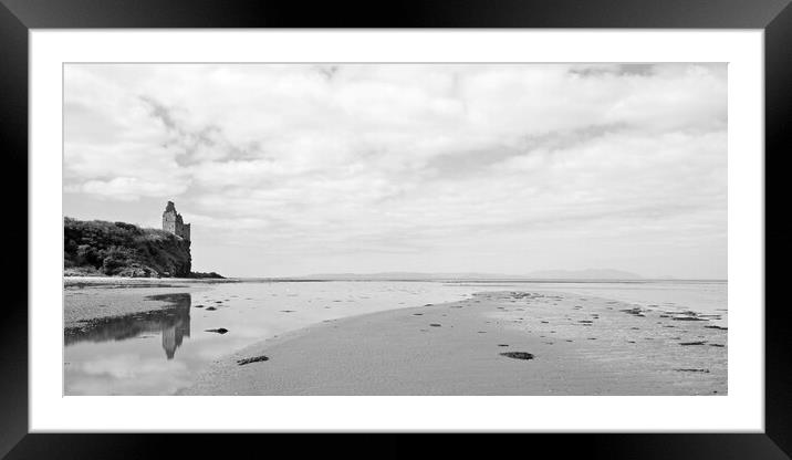 Greenan Castle, Ayr and Isle of Arran b&w Framed Mounted Print by Allan Durward Photography