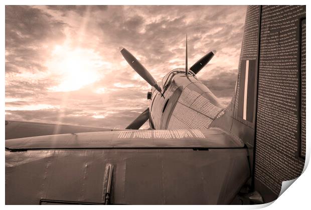 Spitfire Sepia Print by J Biggadike