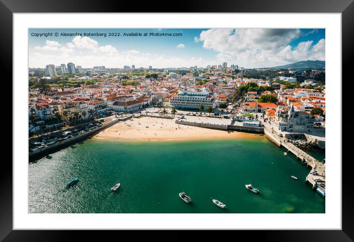 Aerial view of Cascais bay, Portugal Framed Mounted Print by Alexandre Rotenberg