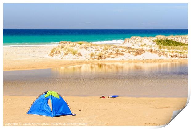 Beach tent on  Little Beach - Chain of Lagoons Print by Laszlo Konya