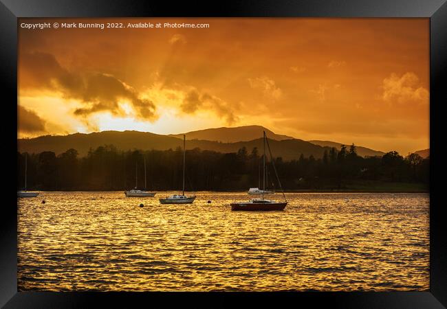 Sunset over lake windermere Framed Print by Mark Bunning