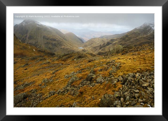 View from scafell pike Framed Mounted Print by Mark Bunning