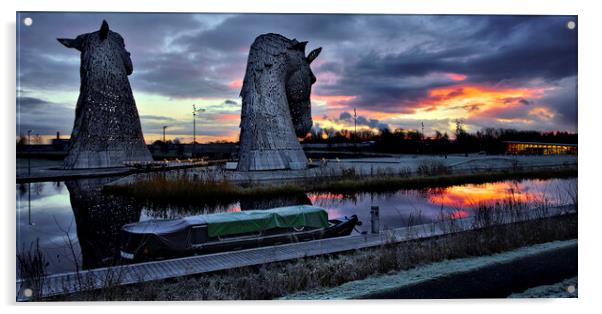 The Kelpies at dawn Scotland  Acrylic by JC studios LRPS ARPS