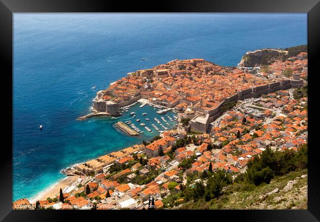 Aerial view of Dubrovnik, a city in southern Croatia fronting the Adriatic Sea. Framed Print by Sergey Fedoskin