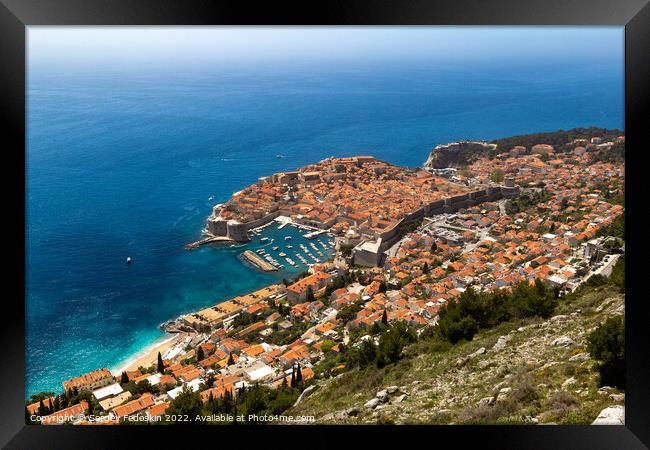 Aerial view of the old town Dubrovnik in Croatia. Framed Print by Sergey Fedoskin