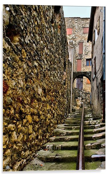 Steep Alley in France Acrylic by Jacqi Elmslie