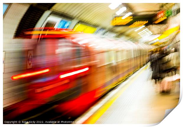 London underground tube train UK Print by Rose Sicily