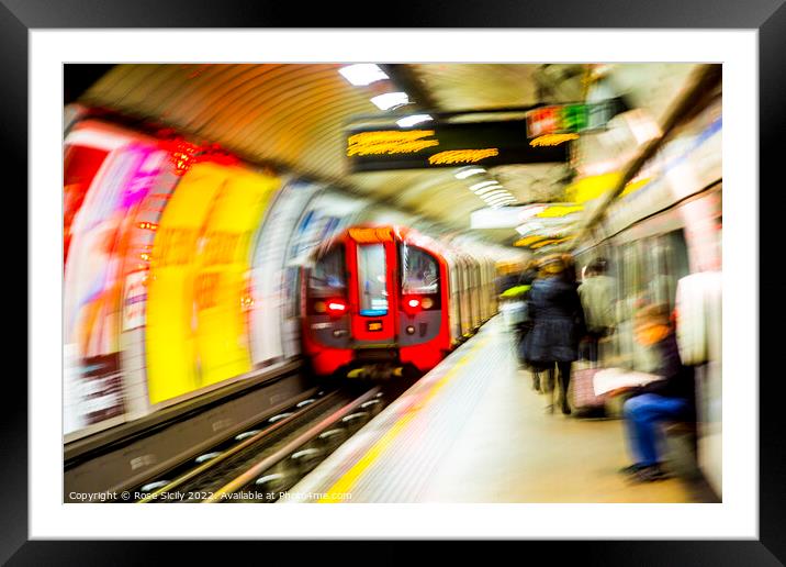 London underground tube train UK Framed Mounted Print by Rose Sicily