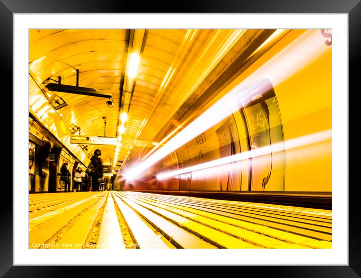 London underground tube train UK Framed Mounted Print by Rose Sicily