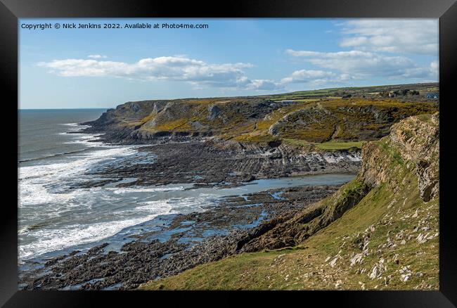 West from Port Eynon Point along Gower Coast Framed Print by Nick Jenkins