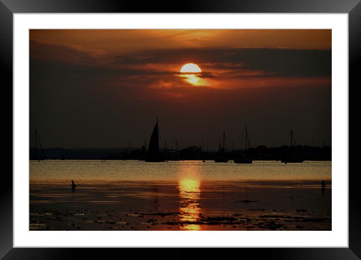 Serene Sunset Sail Framed Mounted Print by paul cobb