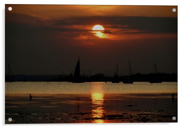 Serene Sunset Sail Acrylic by paul cobb