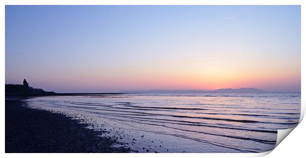 Greenan beach sunset over Arran Print by Allan Durward Photography