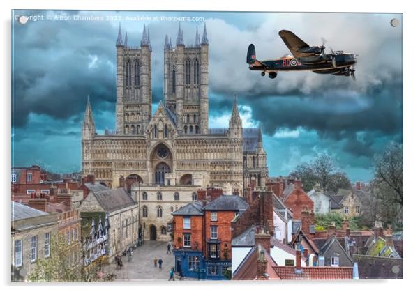 Lincoln Cathedral Lancaster Bomber  Acrylic by Alison Chambers