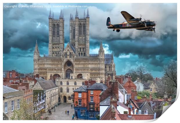Lincoln Cathedral Lancaster Bomber  Print by Alison Chambers