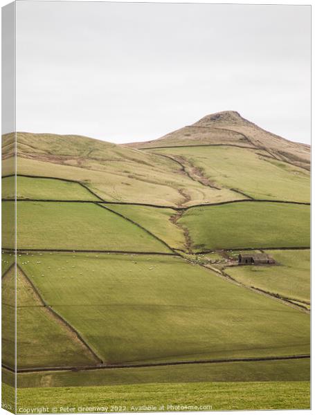 A Lonely Farm Barn In the Rolling Hills of the Peak District Canvas Print by Peter Greenway
