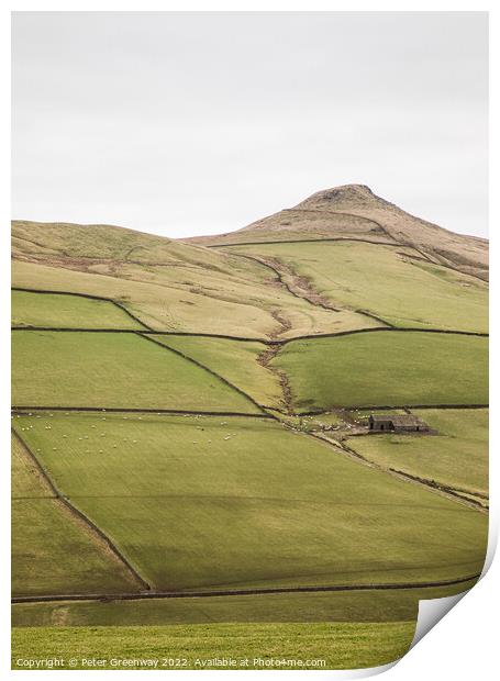 A Lonely Farm Barn In the Rolling Hills of the Peak District Print by Peter Greenway