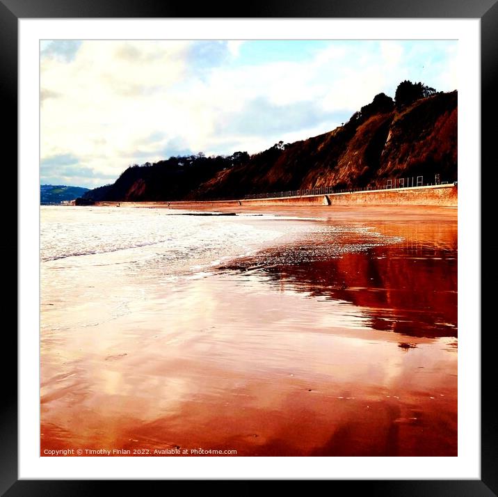 Dawlish beach morning tide  Framed Mounted Print by Timothy Finlan