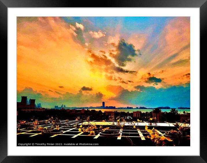 Dubai Sunset cloudy day  Framed Mounted Print by Timothy Finlan