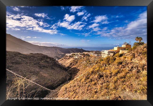 Barranco del Infierno trekking walking path near Adeje on Teneri Framed Print by Frank Bach