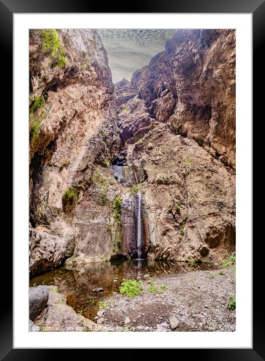 Barranco del Infierno waterfall on trekking walking path near Ad Framed Mounted Print by Frank Bach