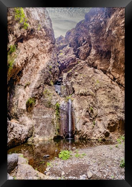 Barranco del Infierno waterfall on trekking walking path near Ad Framed Print by Frank Bach