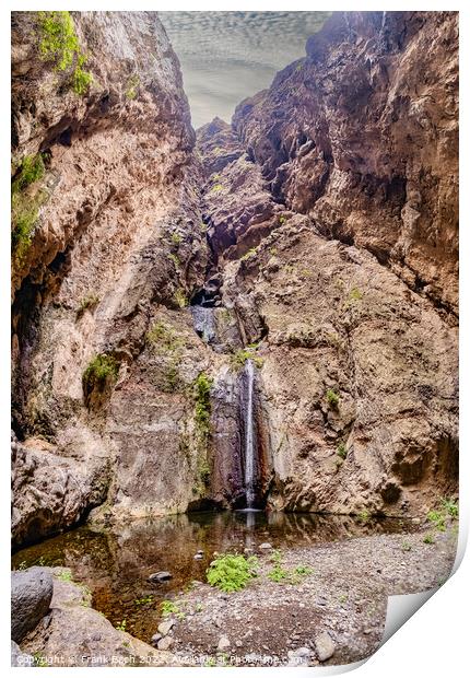 Barranco del Infierno waterfall on trekking walking path near Ad Print by Frank Bach