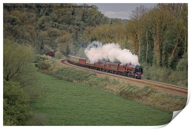 Duchess of Sutherland Steam train on the Great Britain XIV tour through Avoncliff Print by Duncan Savidge