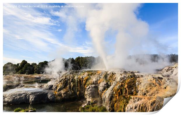 Rotorua Geothermal Geysers New Zealand Print by Pearl Bucknall