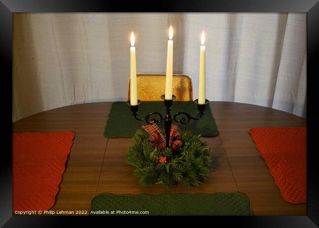 Christmas Candle Centerpiece Framed Print by Philip Lehman