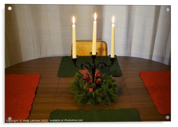 Christmas Candle Centerpiece Acrylic by Philip Lehman