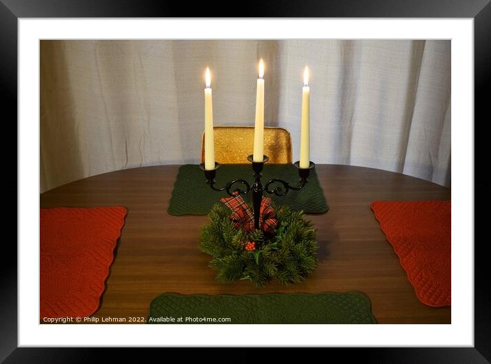 Christmas Candle Centerpiece Framed Mounted Print by Philip Lehman