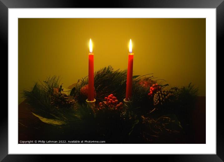 Christmas wreath with candles Framed Mounted Print by Philip Lehman