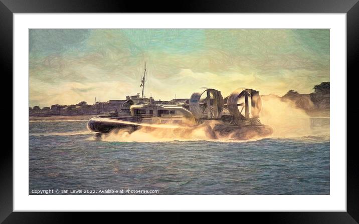 Hovercraft Heading Out To Sea Framed Mounted Print by Ian Lewis