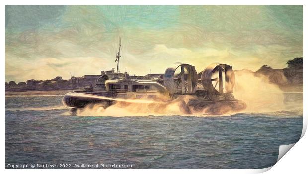 Hovercraft Heading Out To Sea Print by Ian Lewis