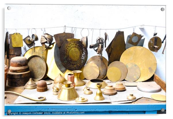 Brass materials in an old craft workshop. Acrylic by Joaquin Corbalan