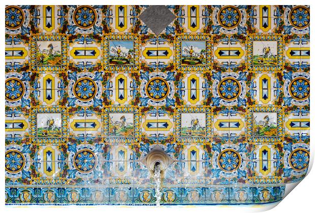 Traditional decorative tile with motifs from Castilla-La Mancha  Print by Joaquin Corbalan