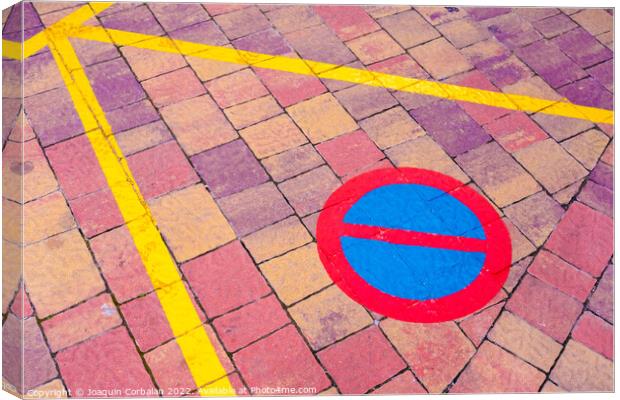 Traffic sign painted on the ground no parking. Canvas Print by Joaquin Corbalan
