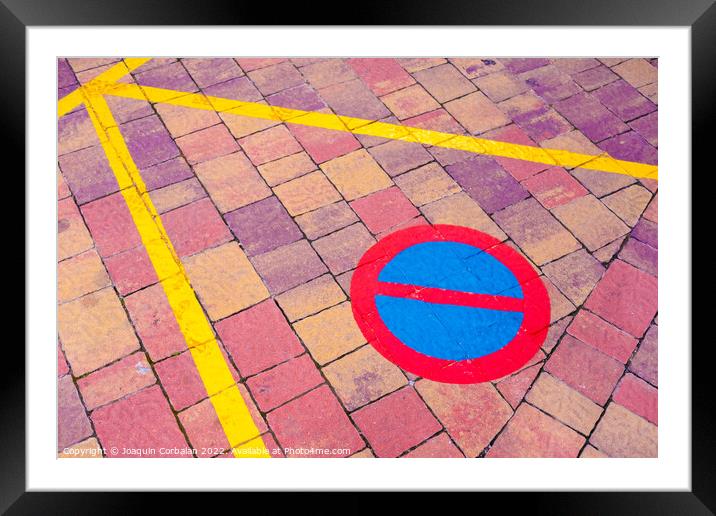Traffic sign painted on the ground no parking. Framed Mounted Print by Joaquin Corbalan