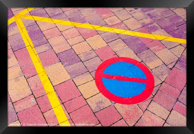 Traffic sign painted on the ground no parking. Framed Print by Joaquin Corbalan