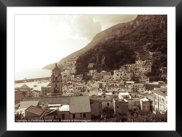 Amalfi Coastline Italy Framed Mounted Print by Elaine Anne Baxter