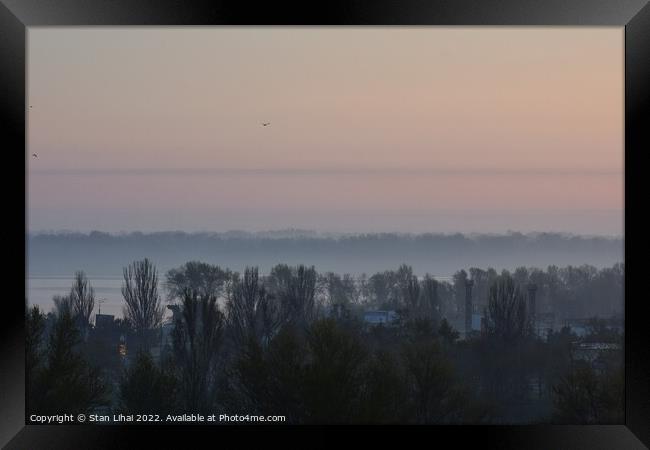 Fog above Dnipro river Framed Print by Stan Lihai