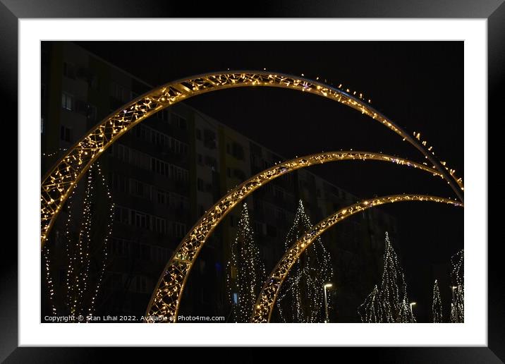 Illuminated arch in the park Framed Mounted Print by Stan Lihai