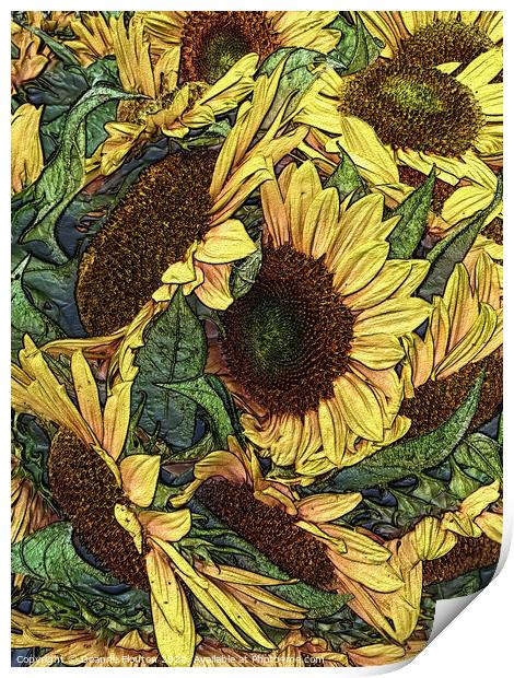 Golden Sunflowers Print by Deanne Flouton